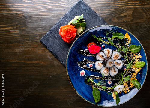 fish sushi roll in plate