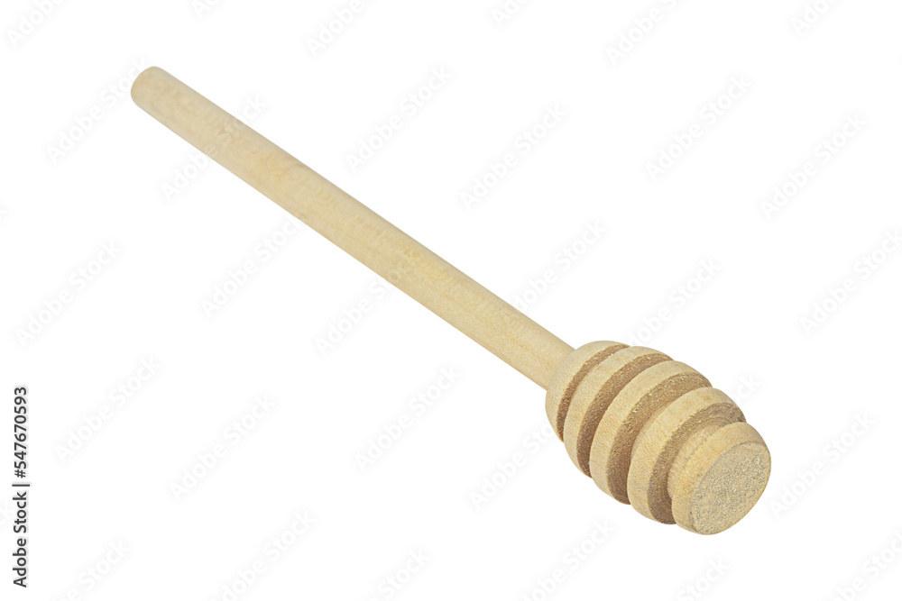 honey dipper, wooden honey spoon isolated from background