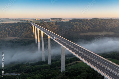  aerial view of Germany's highest motorway bridge