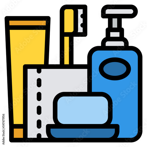 toiletries toilet paper teeth brush icon