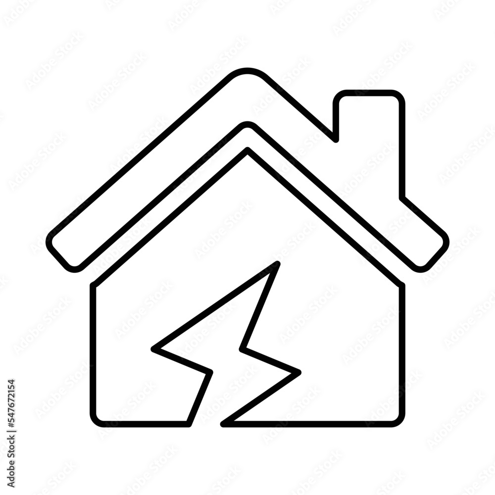 House Damage Icon in Line Style House Damage Icon in Line Style