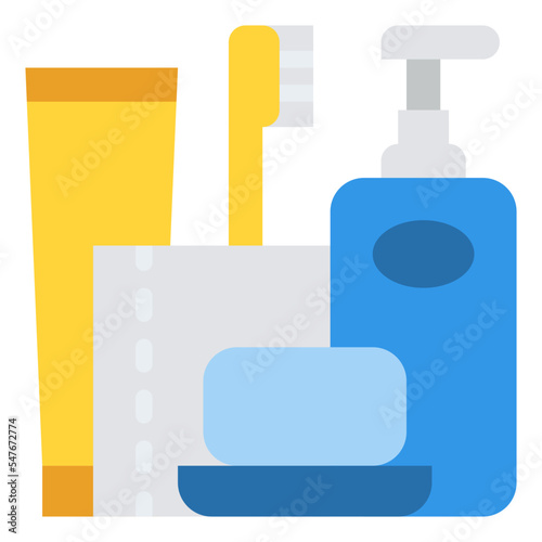toiletries toilet paper teeth brush icon
