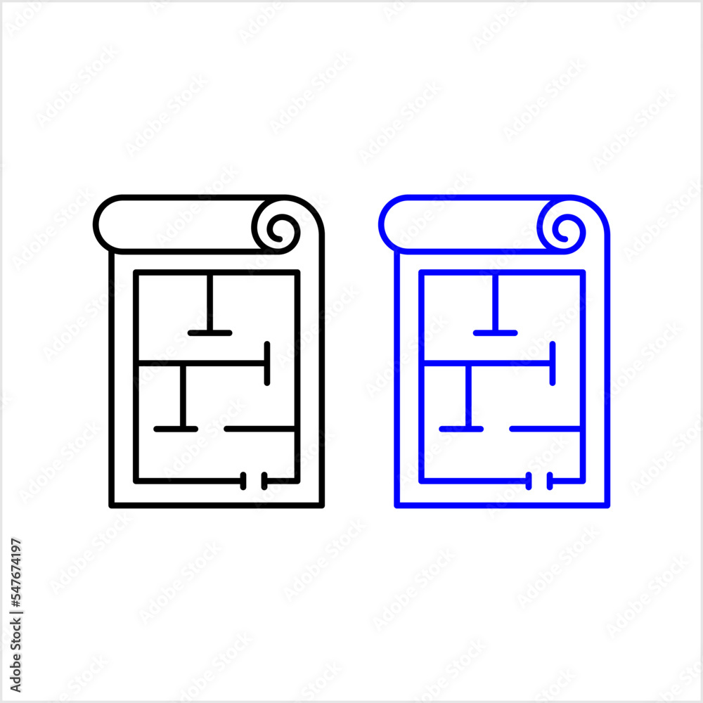 Architectural Blueprint Icon, House Map Architectural Blueprint Icon, House Map