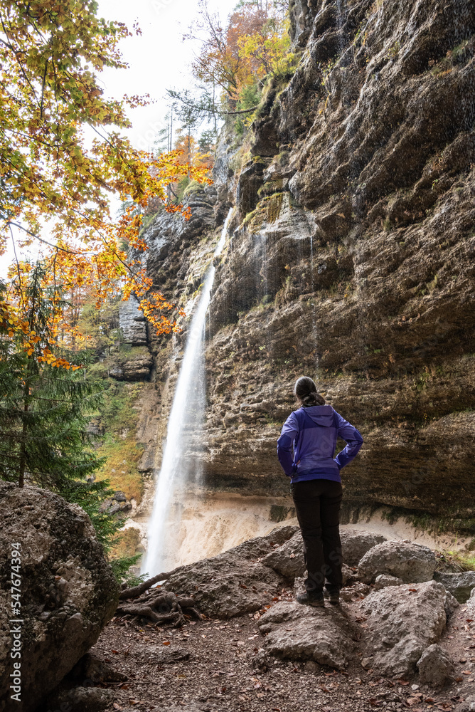 Below the scenic Pericnik waterfall in the Triglav National Park