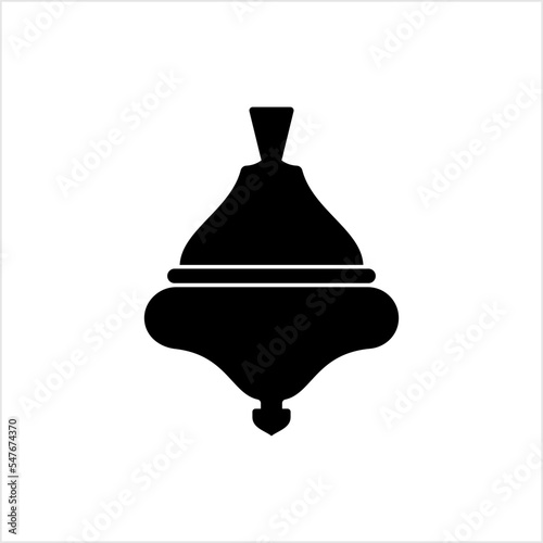 Spinning Top Icon, Toy, Sharp Pointed Bottom Squat Body Toy, Which Spun Around Vertical Axis