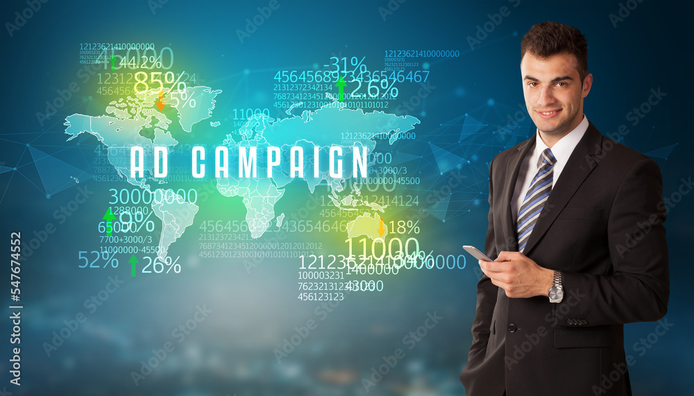 Businessman thinking about market concept Businessman thinking about market concept
