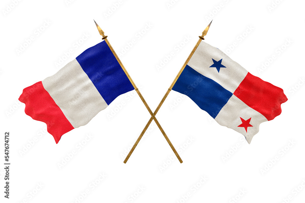 Background for designers. National Day. 3D model National flags of People's Republic of France and Panama Background for designers. National Day. 3D model National flags of People's Republic of France and Panama