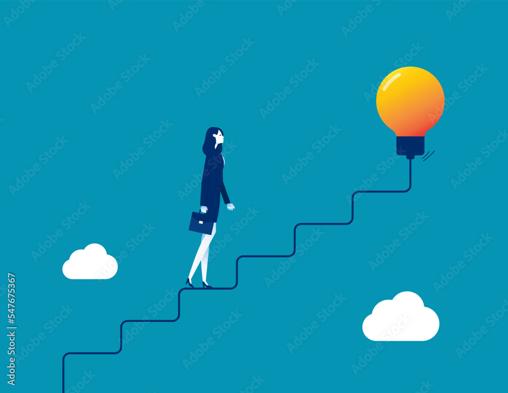 Business investor move step to idea. Business vector illustration Business investor move step to idea. Business vector illustration