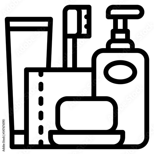 toiletries toilet paper teeth brush icon