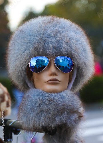 Photography face of dummy with vintage glasses