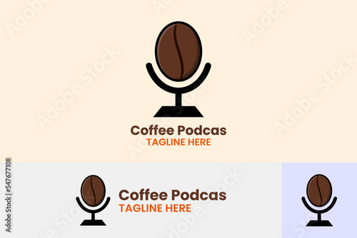 Coffee Podcast logo template design icon logotype vector art illustration