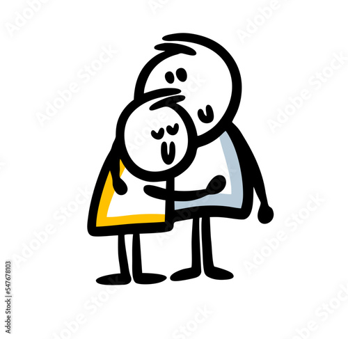 A couple of lovers, a man and a woman embrace.