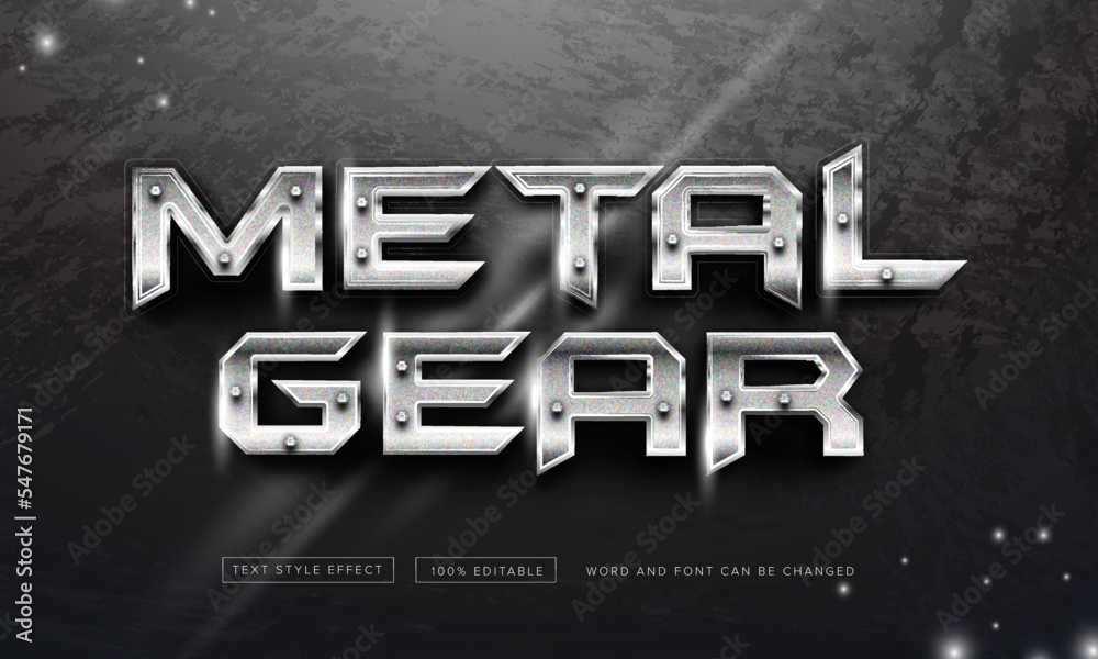 Metal chrome gear text effect free download editable