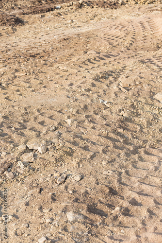 Wheel tracks on sand dirt