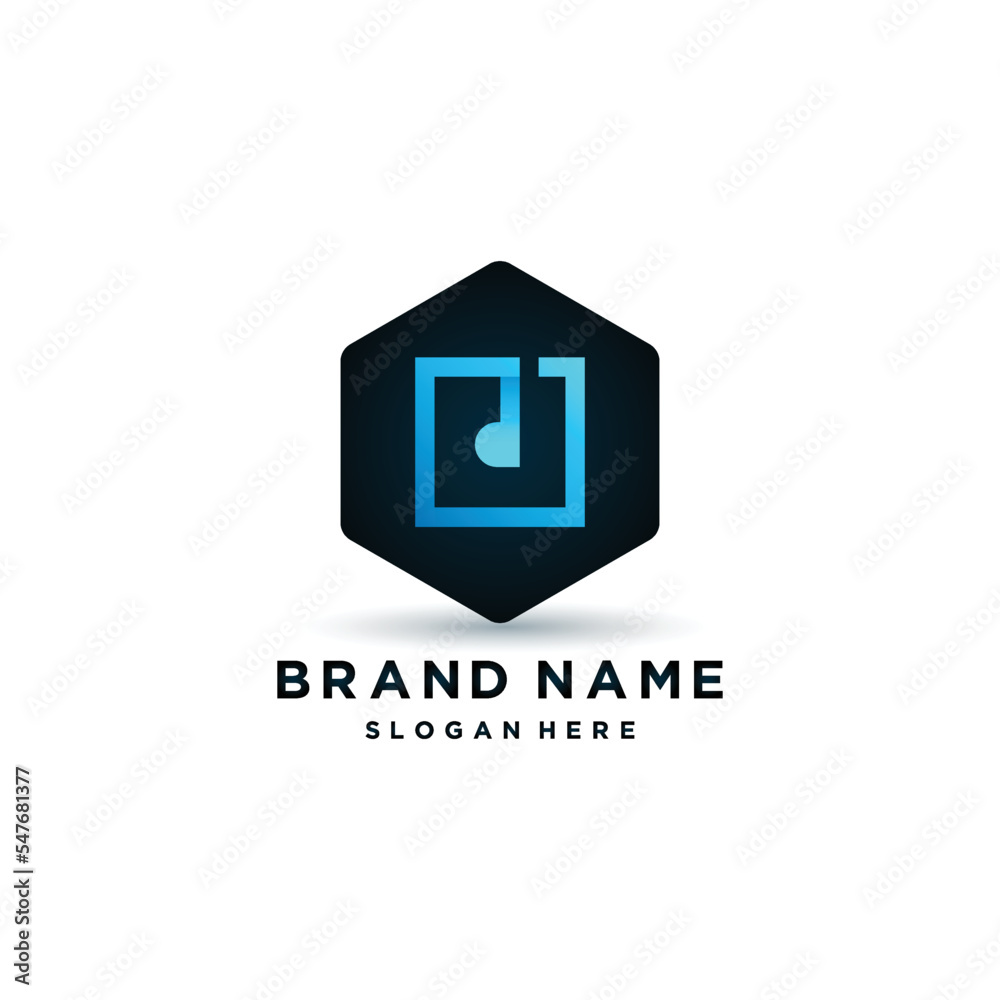 Obraz premium Hexagon Color Logo Vector Icon Illustration Simple Style