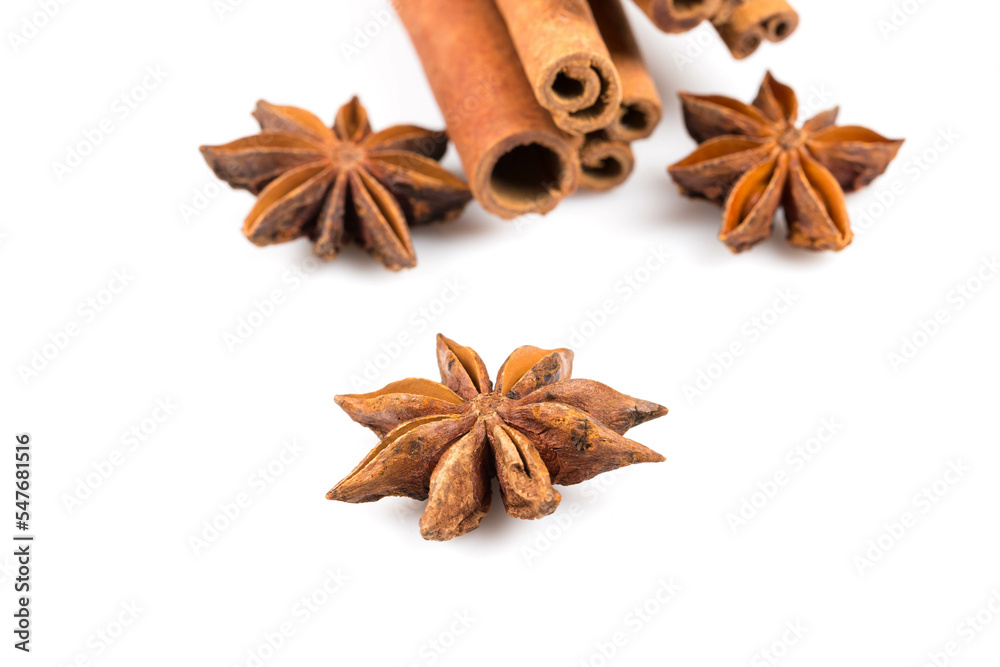 Stars anise and cinnamon isolated Stars anise and cinnamon isolated