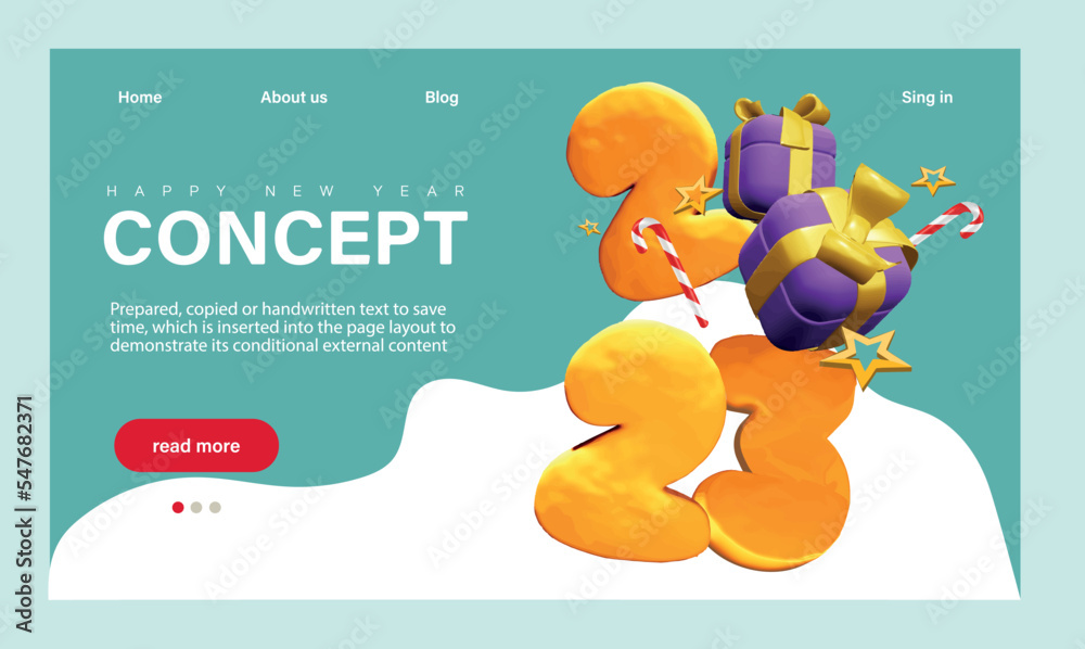 Fototapeta premium Winter Season Holidays, Corporate Party Event Celebration Landing Page Template. Tiny Characters Celebrate New Year at Huge 2023