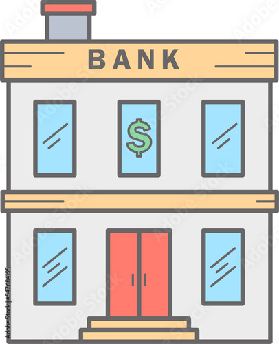 Bank building line icon. Urban architecture element.