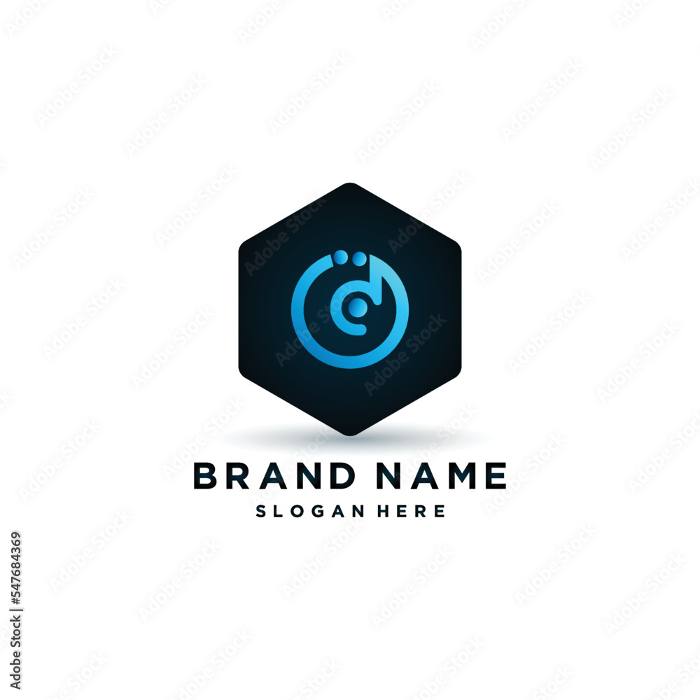Abstract Trendy Hex Logo Design Template With D Letter. Abstract Trendy Hex Logo Design Template With D Letter.