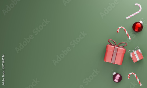 christmas background with gift boxes and balls