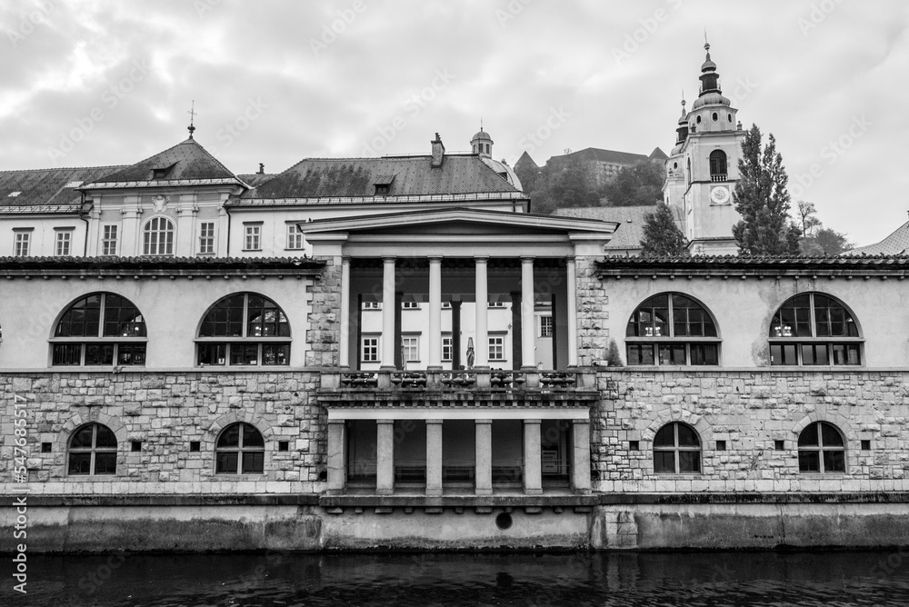 Historic main building of the Central Market in Ljubljana, Slovenia