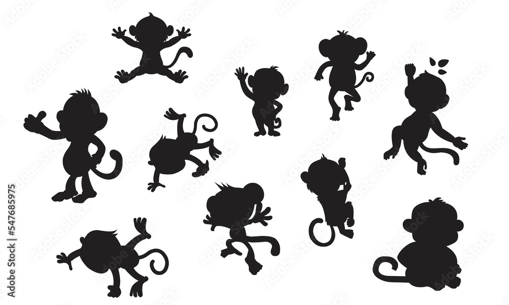 Set of dog silhouette vector isolated on white background animal coloring book for kids cartoon vector dog illustration