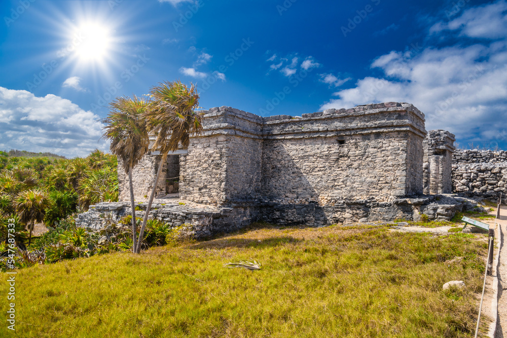 House of the Cenote, Mayan Ruins in Tulum, Riviera Maya, Yucatan, Caribbean Sea, Mexico