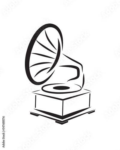 Vintage gramophone vector isolated on white. Retro phonograph icon.