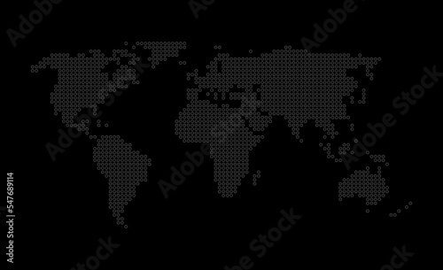 Gepunktete Weltkarte schwarz grau