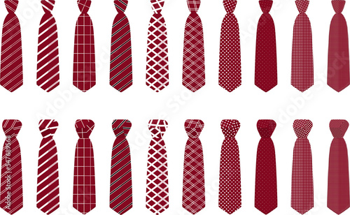 big set ties different types, neckties various size