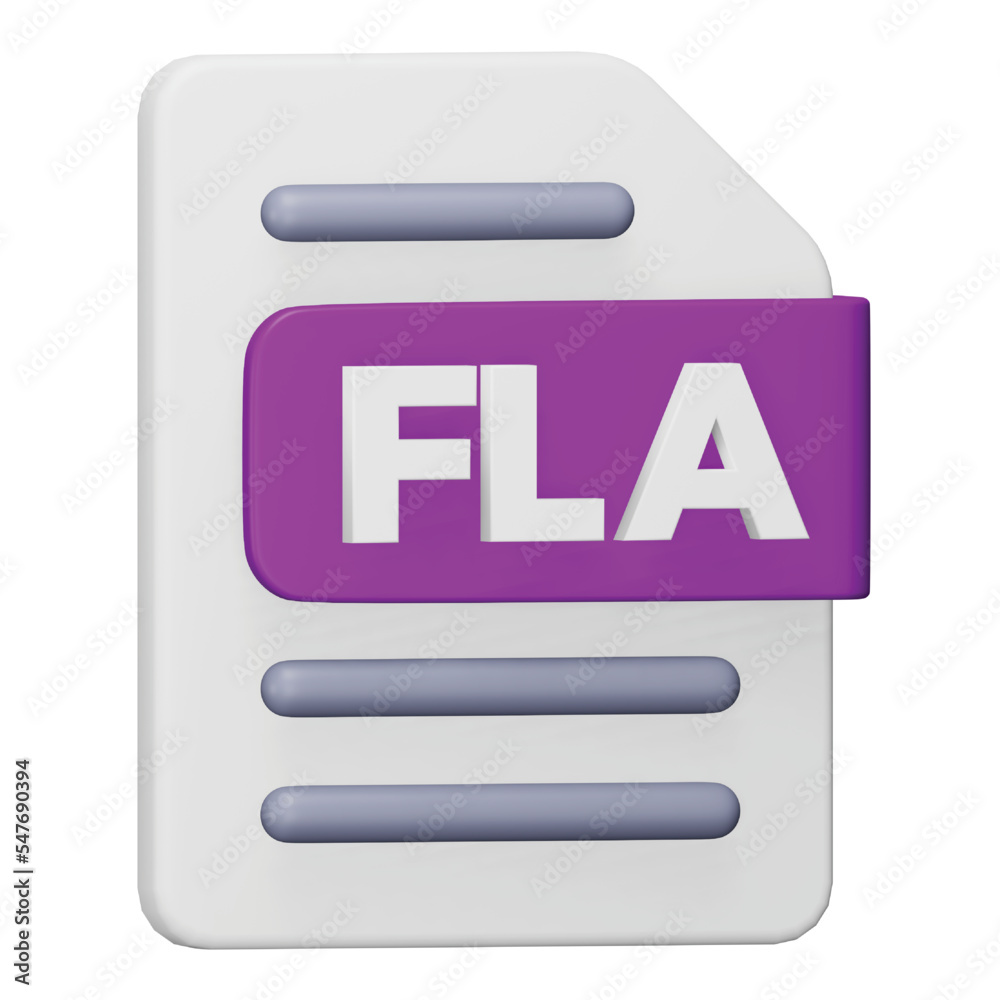 Fla file format 3d rendering isometric icon. Fla file format 3d rendering isometric icon.