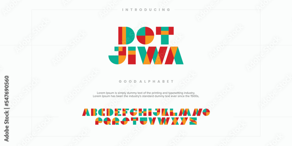 MultiColor abstract minimal modern alphabet fonts. Typography technology vector illustration