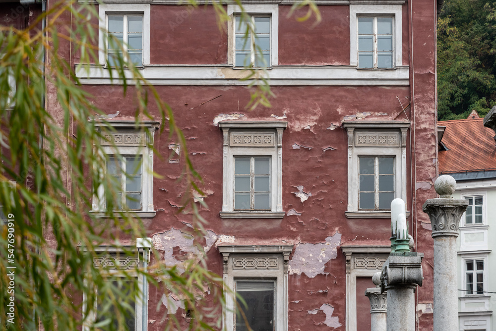 Naklejka premium Old classical residential house in the city center of Ljubljana