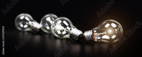 Close up light bulb or lamp with bright light for human resources or leadership and creativity thinking idea motivation or vision and knowledge learning and study or education concept.