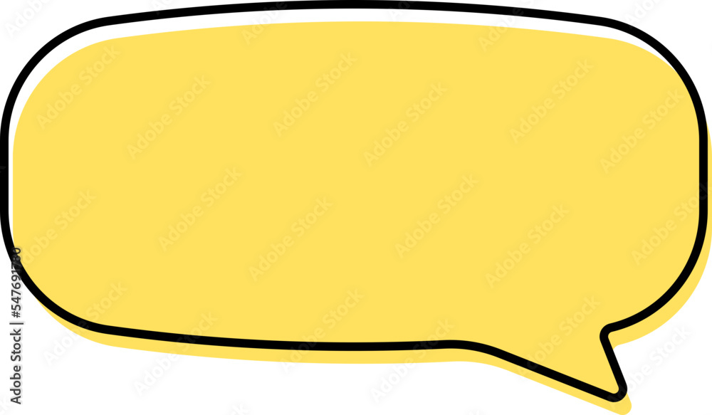 Cute yellow doodle speech bubble hand drawn for decoration