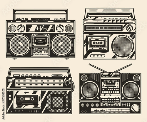 Tape recorders set monochrome elements