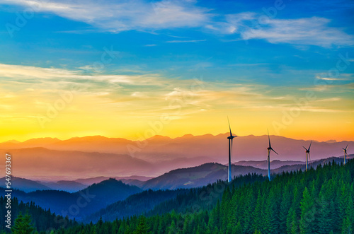 wind turbine at sunset