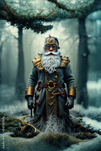Santa Survivalist in the woods