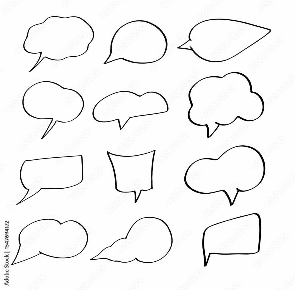 Hand drawn doodle speech bubbles vector set