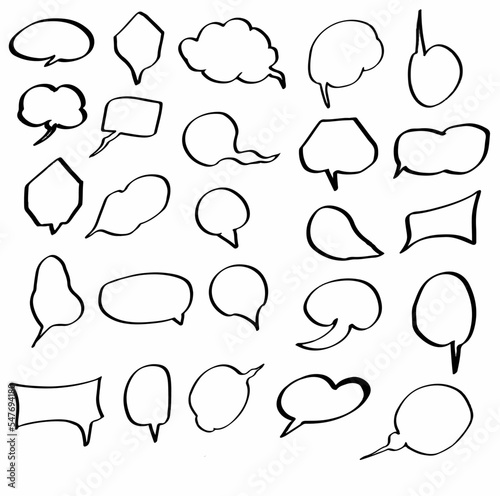 Hand drawn doodle speech bubbles vector set