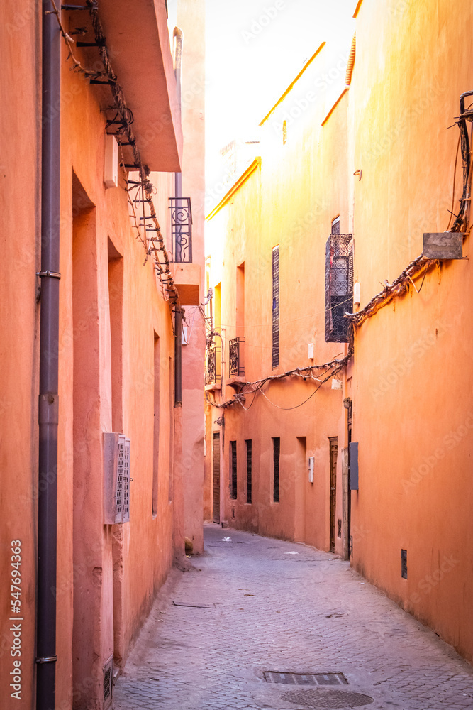 Fototapeta premium narrow street in medina of marrakech, morocco, north africa