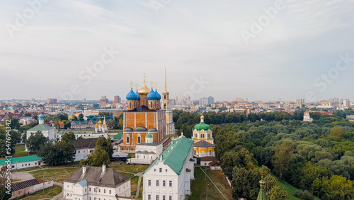 Ryazan, Russia. Ryazan Kremlin - The oldest part of the city of Ryazan. Cathedral of the Assumption of the Blessed Virgin Mary, Aerial View