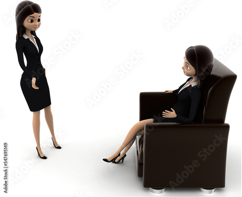 3d woman character having conversation concept in white background