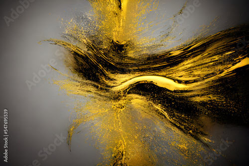 Digital Illustration Abstract Golden Grey Painting