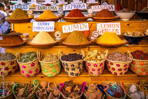 spices in the market, marrakech, souk, bazaar, morocco, north africa photo