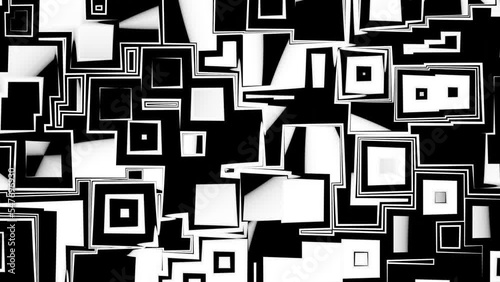 black and white abstraction squares, background, 3d render photo