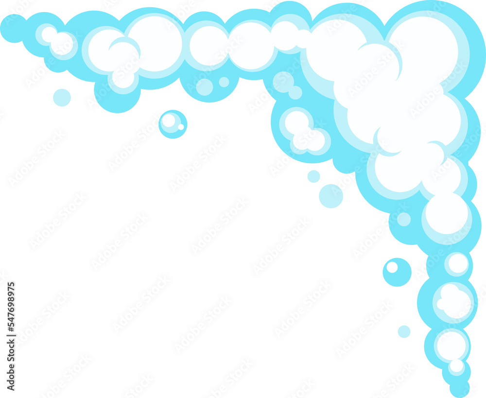 Cartoon soap foam with bubbles. Light blue suds of bath, shampoo, shaving, mousse. Cartoon soap foam with bubbles. Light blue suds of bath, shampoo, shaving, mousse.