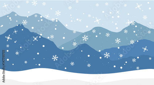 winter landscape with snow, Vector illustration: winter mountain landscape in the snow