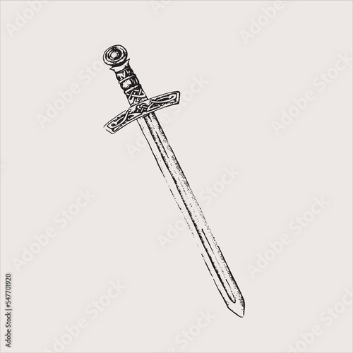 Viking sword. Vector scandinavian illustration.