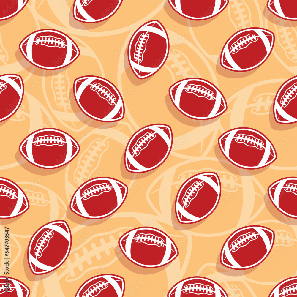 Rugby wallpaper repeating tile background American football seamless pattern vector wrapping paper design.

